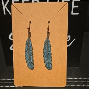 Chic Blue Feather Earrings